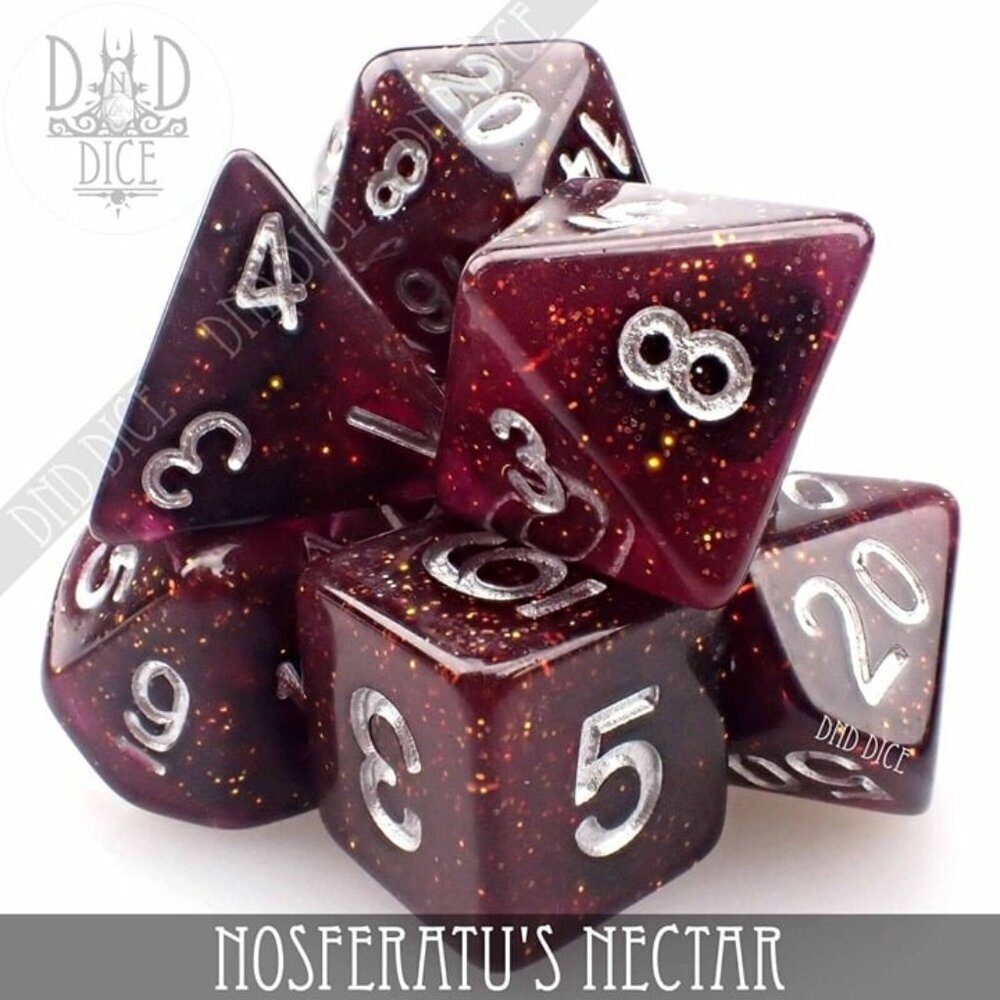 DND Dice Set - Nosferatu's Nectar - 7 Resin Dice - Fantasy RPG Tabletop Gaming